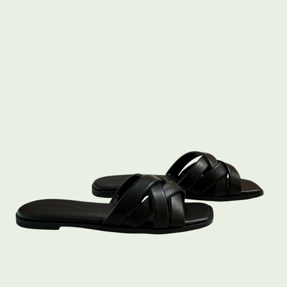 NWT French Connection Black Sandal - Style FC Shores Size 10 - Vegan Leather - Picture 2 of 6